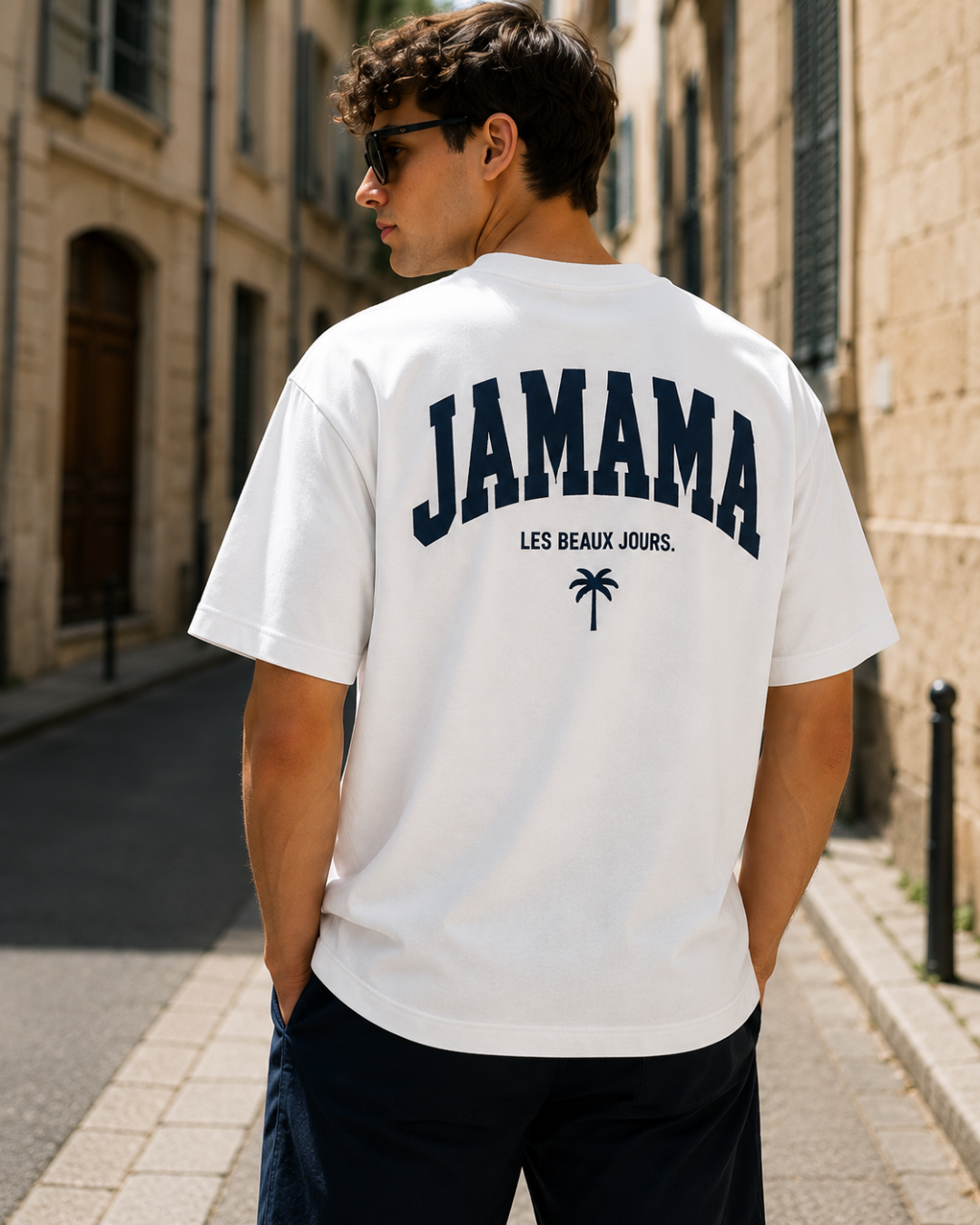 t-shirt mode homme Jamama porté en extérieur coton