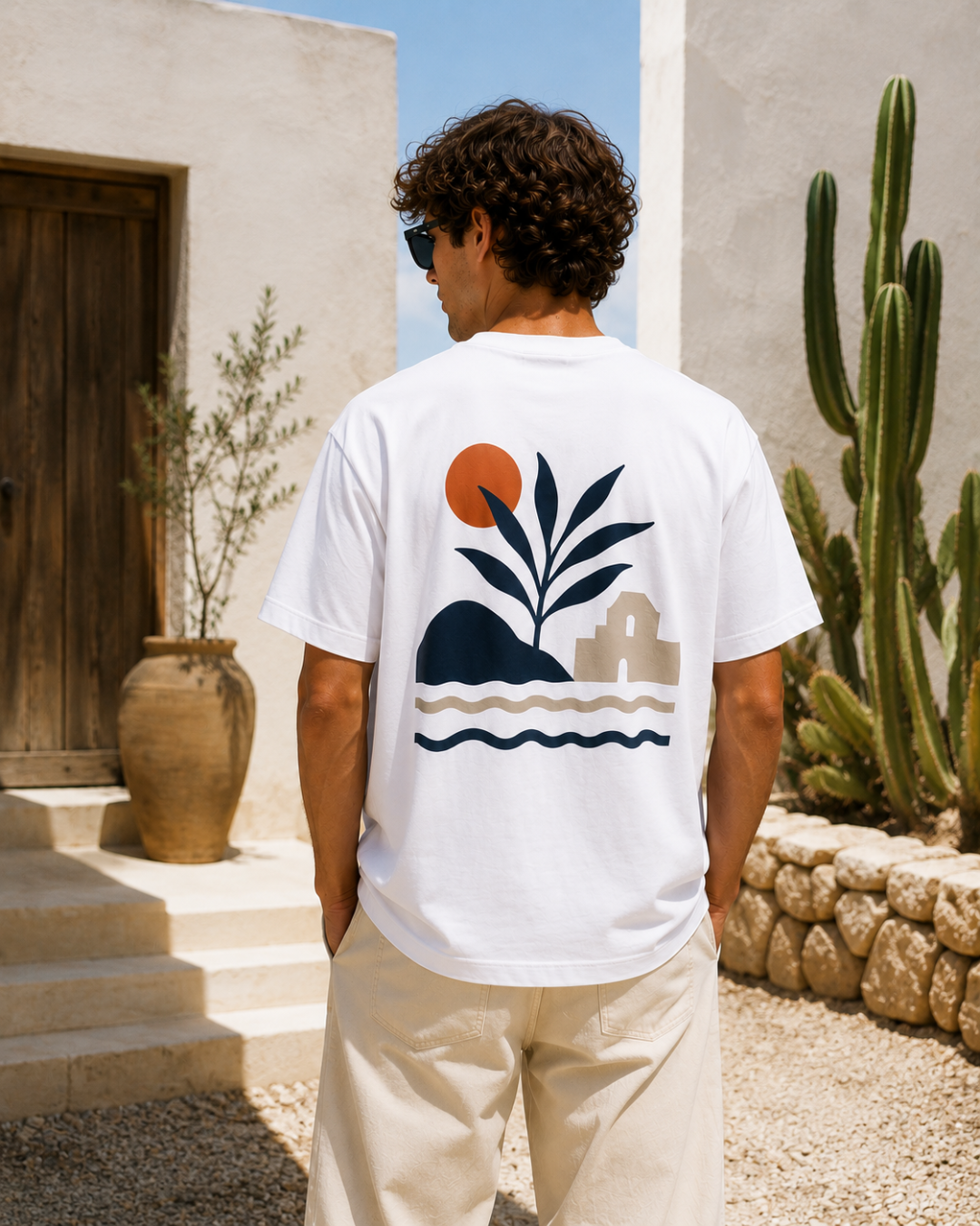 t-shirt mode homme  sunset en extérieur